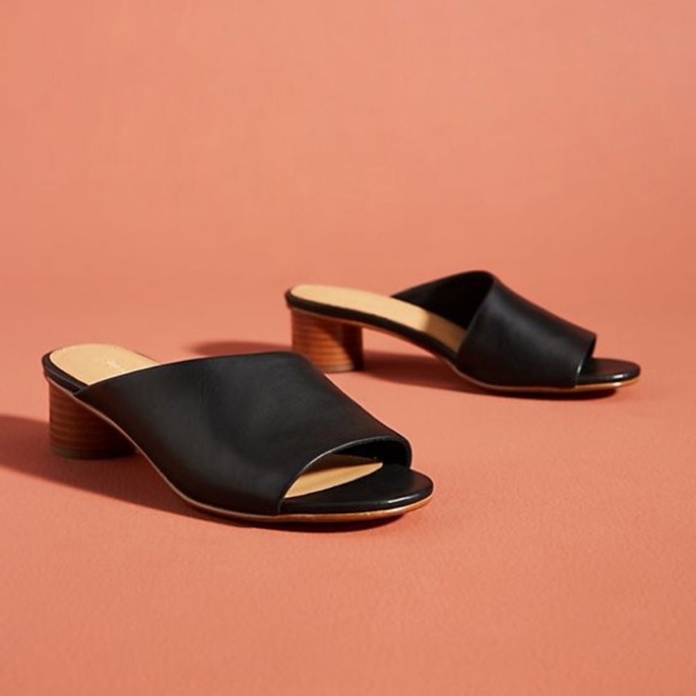 Soludos Black Leather Mules
